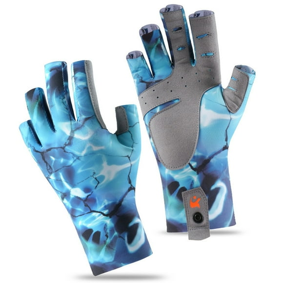 TFixol Q308 Fishing Gloves in Ocean Blue, XL Size, Lightweight Nylon and Microfiber Leather Design