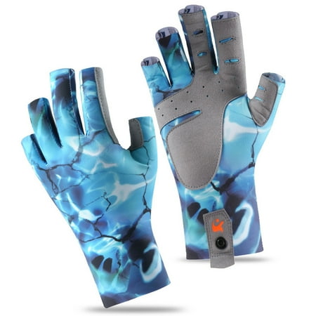 Fingerless Fishing Gloves Ice Silk Breathable Anti-Slip UV Protection Sun Outdoor Sports Gear L Size