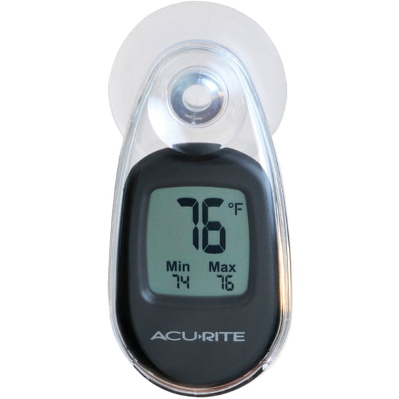 AcuRite Indoor Outdoor Digital Thermometer 00318 - Suction Cup - Black