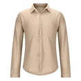 thumbnail image 5 of Yaoyar Men's Summer Breathable Solid Crinkle Texture Camp Collar Button Front Long Sleeve Lightweight Casual Shirt, 5 of 7