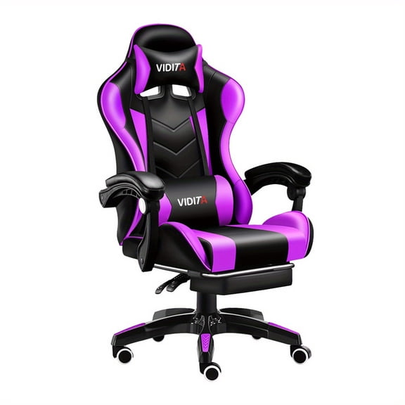 VIDITA Ergonomic High Back Office Gaming Chair, Gamer Chair for Adults and Teens - Racing Style PC Office Chair with Lumbar Support - Comfort Swivel Home Gaming Mesh Chair,Black-Purple