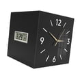 thumbnail image 4 of Reloj de pared de esquina con termómetro, reloj decorativo cuadrado con mes, fecha y Negro, 4 of 9