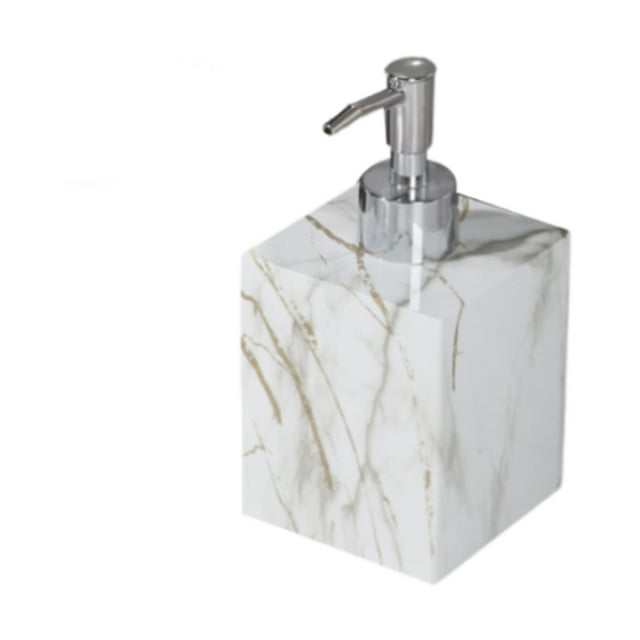Dispensador de gel de baño vacío, dispensador de jabón manual con textura de mármol, elegante botella dispensadora de loción de 400 ml para encimera Cabeza plateada dorada