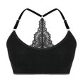 thumbnail image 2 of Gymayou Womens Pull On Wireless Bralette Soft Ribbed Knit No Underwire Racerback Bra Adjustable Thin Strap Comfort Bra Lounge Sleep Bras Black L, 2 of 9