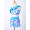 thumbnail image 6 of TiaoBug 3Pcs Kids Girls Bathing Suit Printed Swimsuits Ruffle Trim Tank Tops with Swim Briefs Skirt Sky Blue 8, 6 of 8