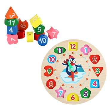 Wooden Clock Time Teaching Number Learning Toy Child Three-dimensional Building Blocks Digital Kid Toys