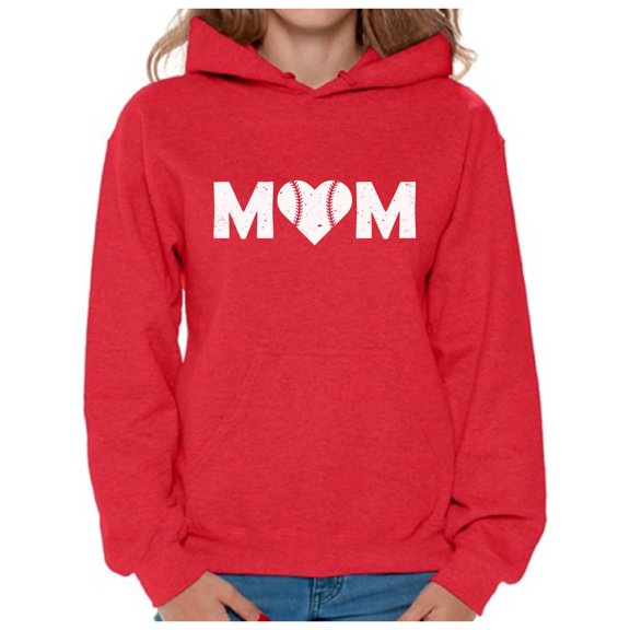 Awkward Styles Women's Baseball Mom Heart Graphic Hoodie Tops White Heart Mother's Day Gift
