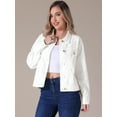 thumbnail image 2 of Unique Bargains Women's Jean Jacket Long Sleeve Button Up Denim Jackets 2XL White, 2 of 7