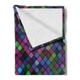 thumbnail image 2 of Checkered Soft Flannel Fleece Throw Blanket, Little Squares with Vibrant Colors in Diagonal Order Mosaic of Pixel Pattern, Cozy Plush for Indoor and Outdoor Use, 70" x 90", Multicolor, by Ambesonne, 2 of 5