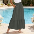 thumbnail image 2 of biudgviw Women's Maxi Skirt Casual Elastic Waist Tiered A-Line Skirt Summer Boho Flowy Long Skirts with Pockets for Beach Travel, 2 of 7