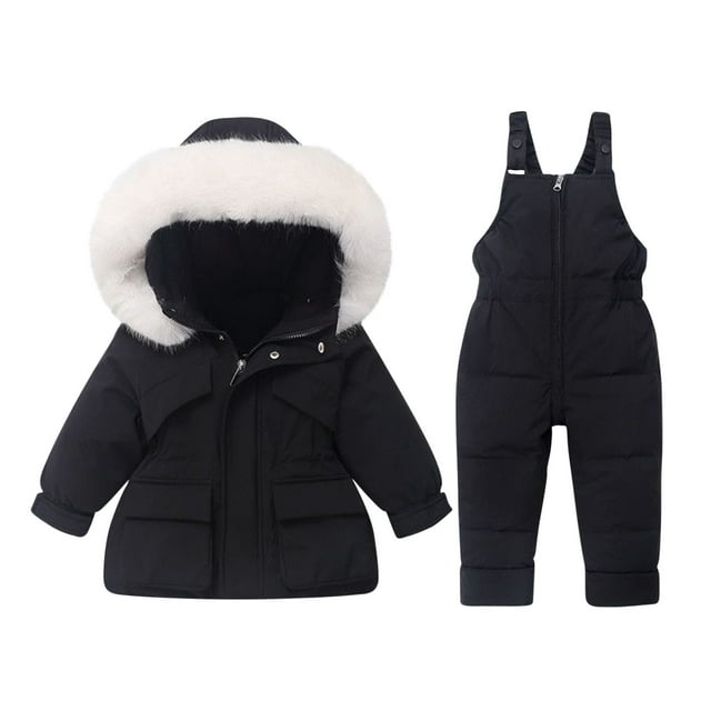 Ensemble de Ski d'Hiver Imperméable Coupe-Vent Haut à Capuche et Pantalon à Bretelles