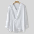thumbnail image 4 of Bcfgryg Male Autumn Casual Loose Irregular Shirt Collarless Long Sleeve Shirt Blouse Men’S Dress Shirts White, 4 of 5