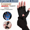 thumbnail image 2 of Gants de Compression pour l'Arthrite Demi-Doigt Soulagement Fibre Ion Cuivre Pression Gants de Protection Soins de Réhabilitation Articulaire Entraînement, 2 of 6