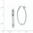 thumbnail image 2 of 925 Sterling Silver Beveled Edge 4mm Oval Hoop Earrings, 2 of 6