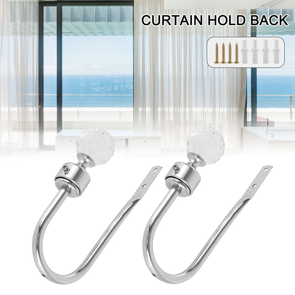 NEW CURTAIN TIE HOLD BACK HOOKS BALL END MATT CHROME PACK OF 8 pairs 