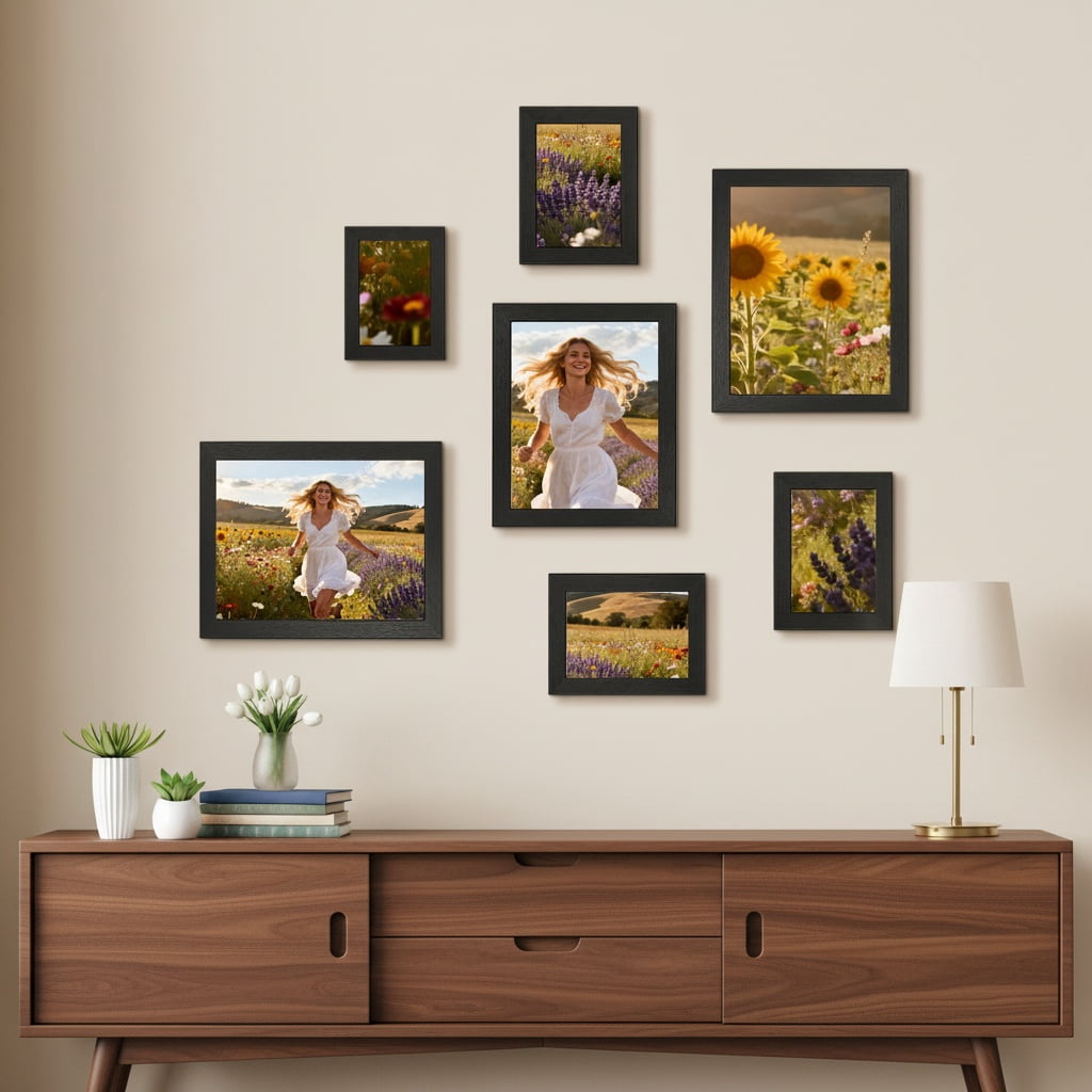 7 Pack 8.5x11 Picture Frame for Wall Mount and Tabletop Display