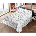 thumbnail image 4 of Ambesonne Tribal Vibes Fitted & Flat Sheet with Shams 4 Pcs Set, Western Tent Print, King, Teal White Multicolor, 4 of 5