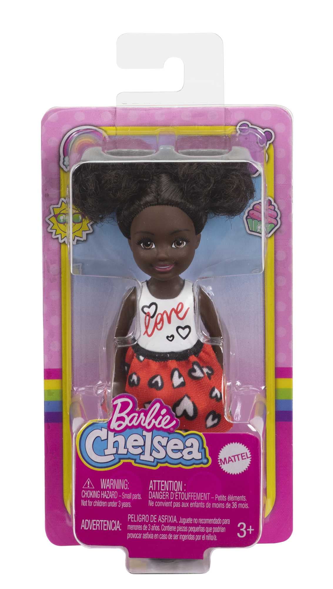 Barbie Chelsea Small Doll with Black Hair in Afro Puffs Wearing Removable Skirt & Silvery Shoes