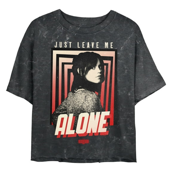 Junior's Beetlejuice Beetlejuice Astrid Just Leave Me Alone Graphic Crop T-Shirt