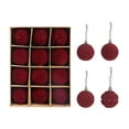 thumbnail image 2 of Ensemble de 12 Boules Rouges Floquées pour Décoration d'Arbre de Noël, 2 of 9