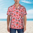 thumbnail image 2 of Pofeuu Cartoon Strawberry Print Hawaiian Shirt for Men Sleeves Casual Button Down Summer Beach Dress Shirts T-Shirts,X-Large, 2 of 7