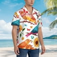 thumbnail image 3 of Pofeuu Flowers Birds And Butterflies Print Hawaiian Shirt for Men Sleeves Casual Button Down Summer Beach Dress Shirts T-Shirts,Large, 3 of 7