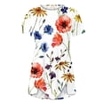thumbnail image 4 of Wycnly Womens Tops Dressy Casual Side Button Down Slit Fashion Irregular Hem Pullover Tunic Shirts Summer Short Sleeve Round Neck Tops Floral Blouse Orange XL, 4 of 5