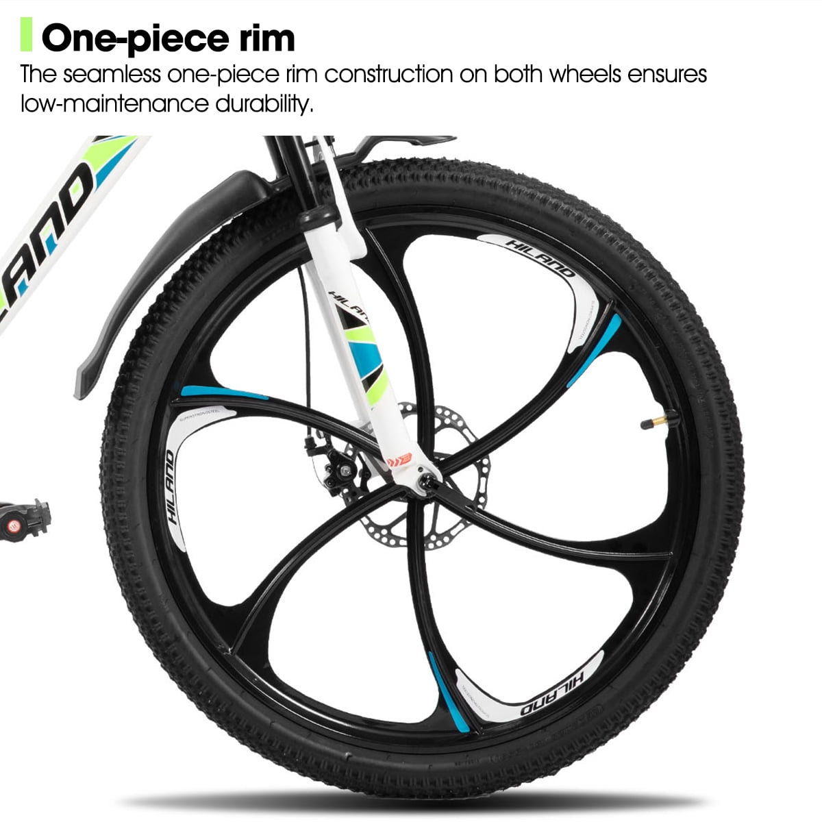 HILAND 26" MTB Mountain Bike for Men Women Adults, 18-Speed, Disc Brake, Lightweight Aluminum Frame, 3/6 Spoke Wheel
