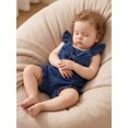 thumbnail image 3 of RUINIXCW Kids Toddler Baby Girl Summer Denim Romper Overalls Infant Baby Girls Summer Fall Clothes Flying Sleeve Square Neck Big Bow Pants Jumpsuit Jeans Flared Pants, 3 of 9