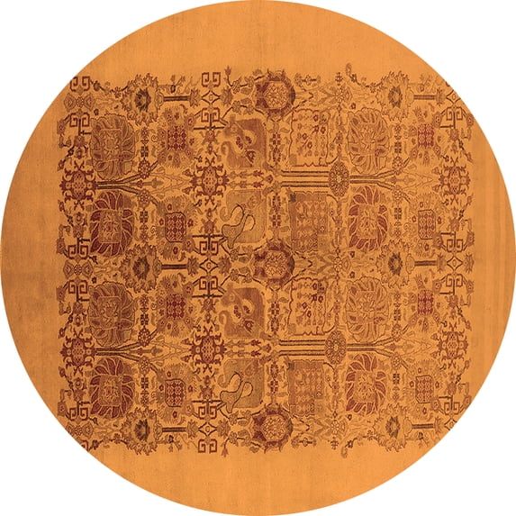 Ahgly Company Indoor Round Oriental Orange Industrial Area Rugs, 4' Round