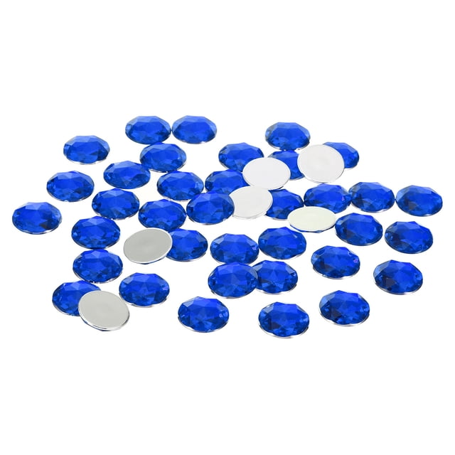 Unique Bargains 25mm Flat Back Round Acrylic Rhinestones, 100 Pack Plastic Circle Gems for Jewelry Making Costume, Blue
