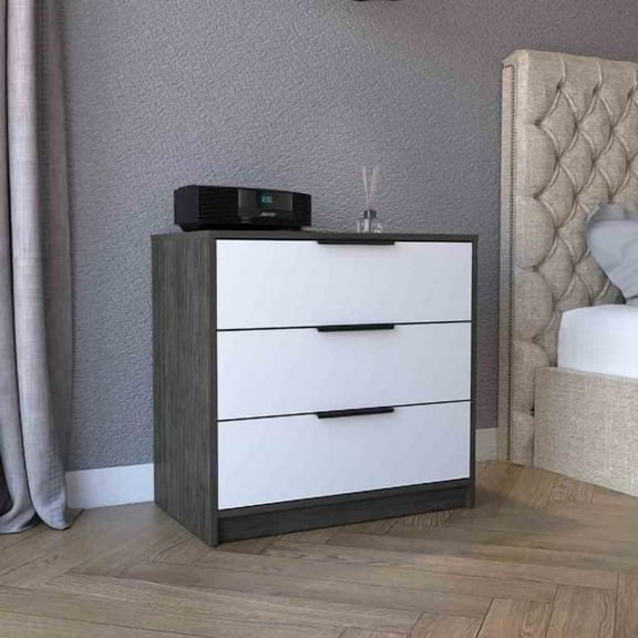 Cterwk 3 Drawers Dresser with Handles, Perfect for Living Room, Office, Gray White