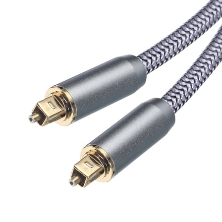 Uxcell Fiber Optic Audio Cable Braided Audio Optic Cable Metal Gold-Plated 3.3 for TV DVD Silver(Grey Black Type)