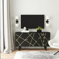 thumbnail image 3 of Powell Kade Mid-Century Modern 4-Drawer 2-Door Wood and Iron Indoor Console Table with Shelves, Black, 3 of 9