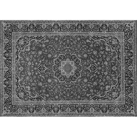 Ahgly Company Machine Washable Indoor Rectangle Medallion Gray Traditional Area Rugs, 7' x 9'