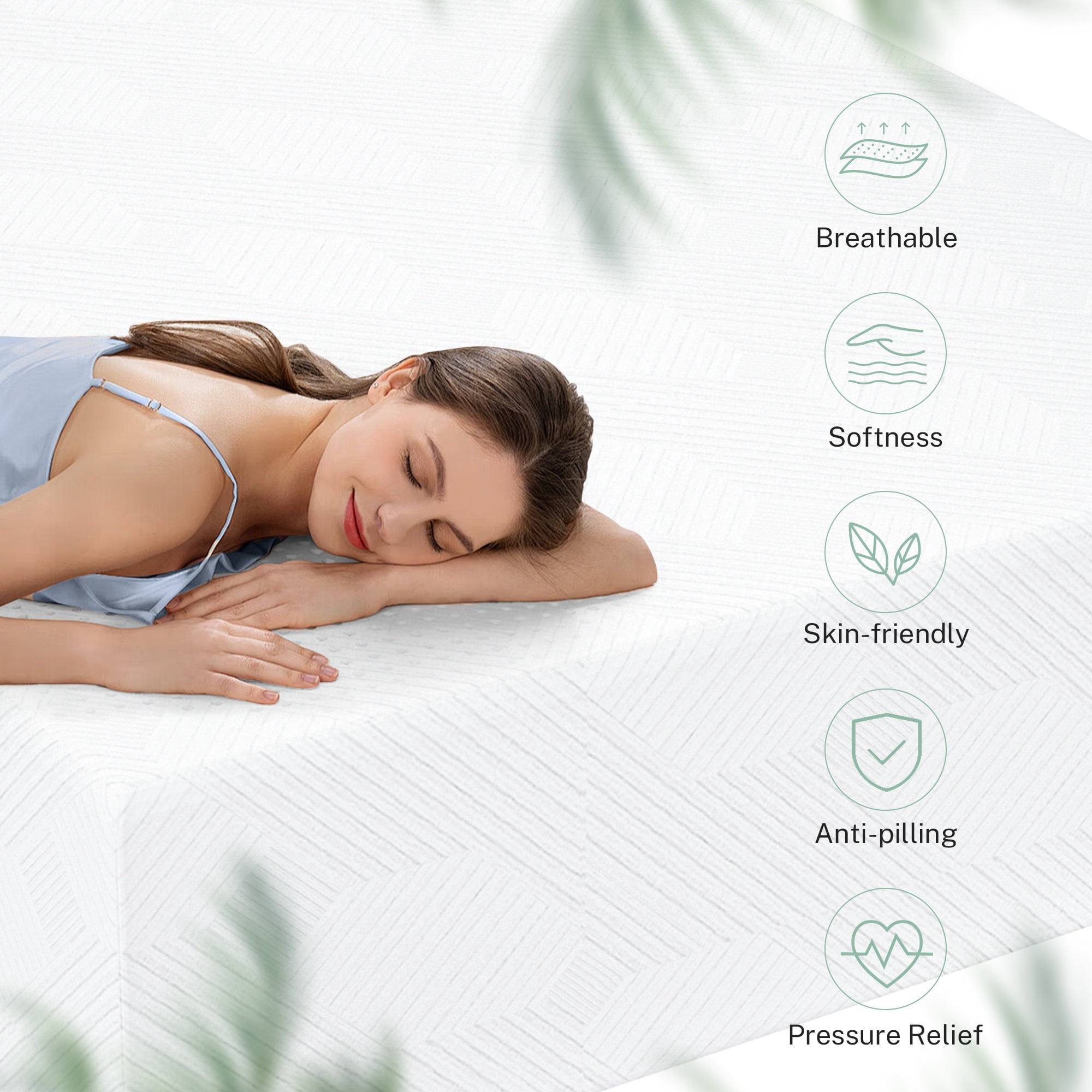 PORKISS 12in Cooling Gel Green Tea Memory Foam Mattress, Medium Firm, Full