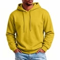 thumbnail image 2 of ZVAVZ Solid Long Sleeve Hoodies for Men Loose Fit Athletic Hooded Sweatshirt Fashion Sports Workout Pullover Sweatshirt Yellow XXL, 2 of 10