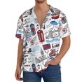 thumbnail image 2 of Zufioo London Landmark2 Print Mens Button Down Short Sleeve Shirt,Classic Plaid Shirt,Mens Accessories Fashion Shirt-Large, 2 of 6