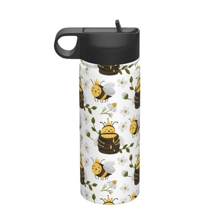 

Goofa Honey Bee Insect for Insulated Kettle 18oz Water Bottle Insulated Tumbler with Handle & Flip Straw - Fits in Cup Holder Leak Resistant Tumbler