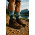 thumbnail image 3 of Krumba Men Breathable Hiking Socks: Light Moisture Wicking Wool Printed Crew Calf - Forest Camping Mountain Trekking Outdoor 1 Pair MT L/XL, 3 of 4