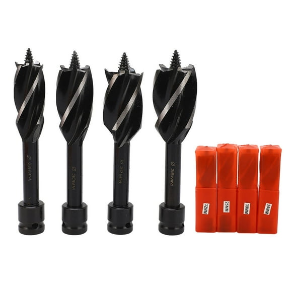 4 Pcs Wood Auger Bit 4 Flute Detachable Hex Shank Wood Boring Bits Efficient Auger Drill Bit Set