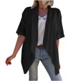 thumbnail image 2 of Spring Tops for Women Womens Tops under $5 Summer Cotton Linen Short Sleeved Cardigan with Pocket Plus Size Shirts Blouses for Women $5 Workout Tunic Tops New Casual 2025 Black S, 2 of 6