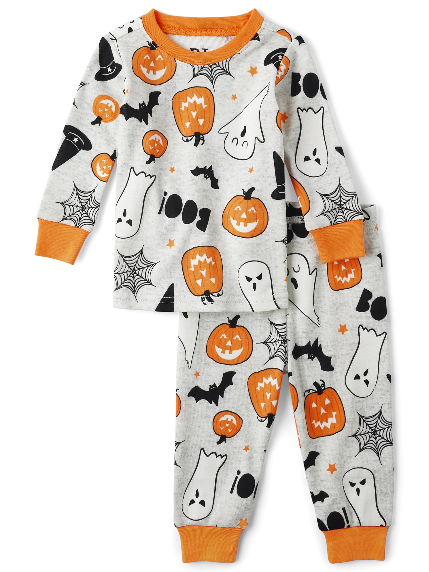 The Children's Place Baby, Toddler, & Kids Unisex Snug Fit Glow-in-the-Dark Halloween Cotton Pajamas, Sizes 12M-16