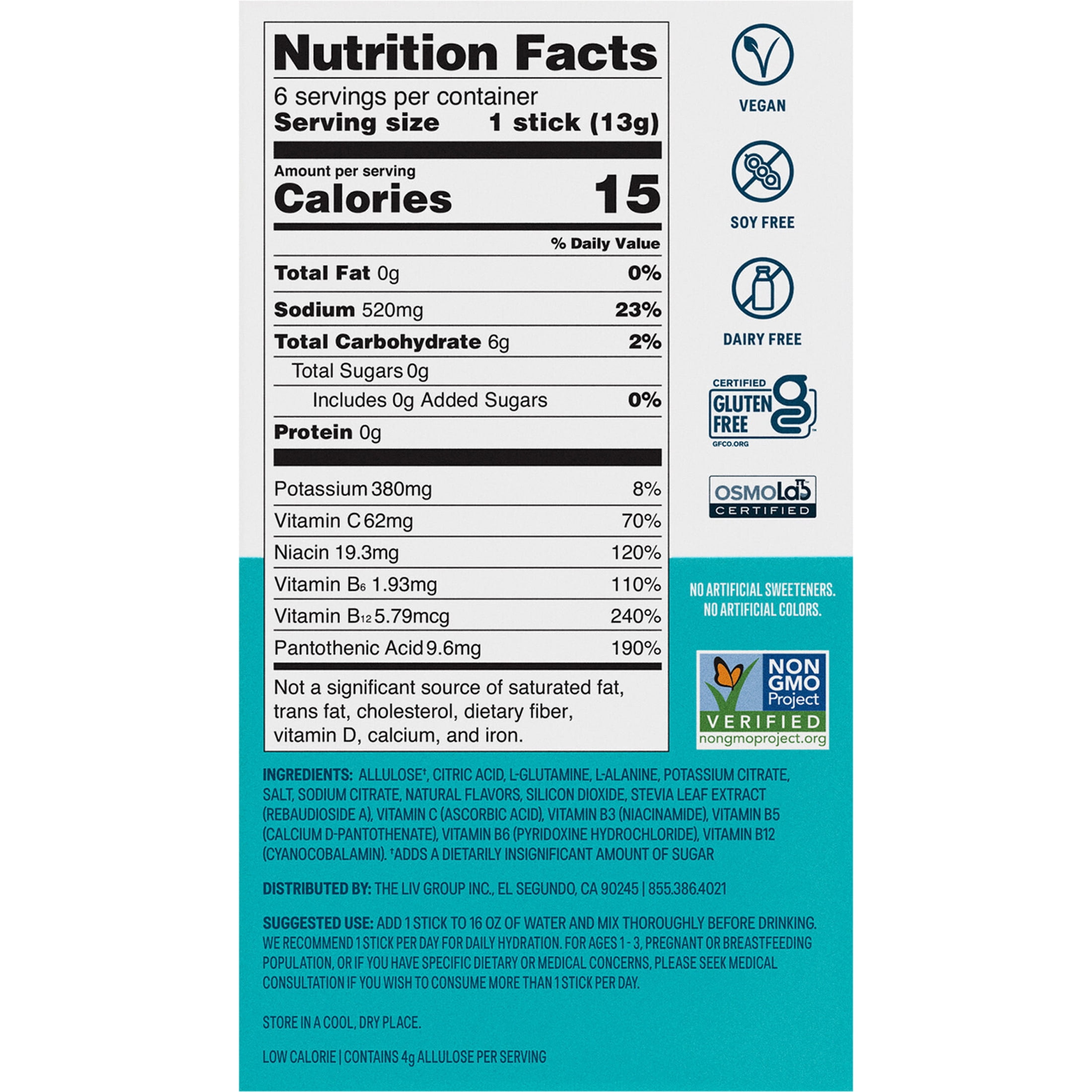 Liquid I.V.® Raspberry Lemonade Hydration Multiplier® Sugar-Free Electrolyte Powder Drink Mix, 6 Count Packets