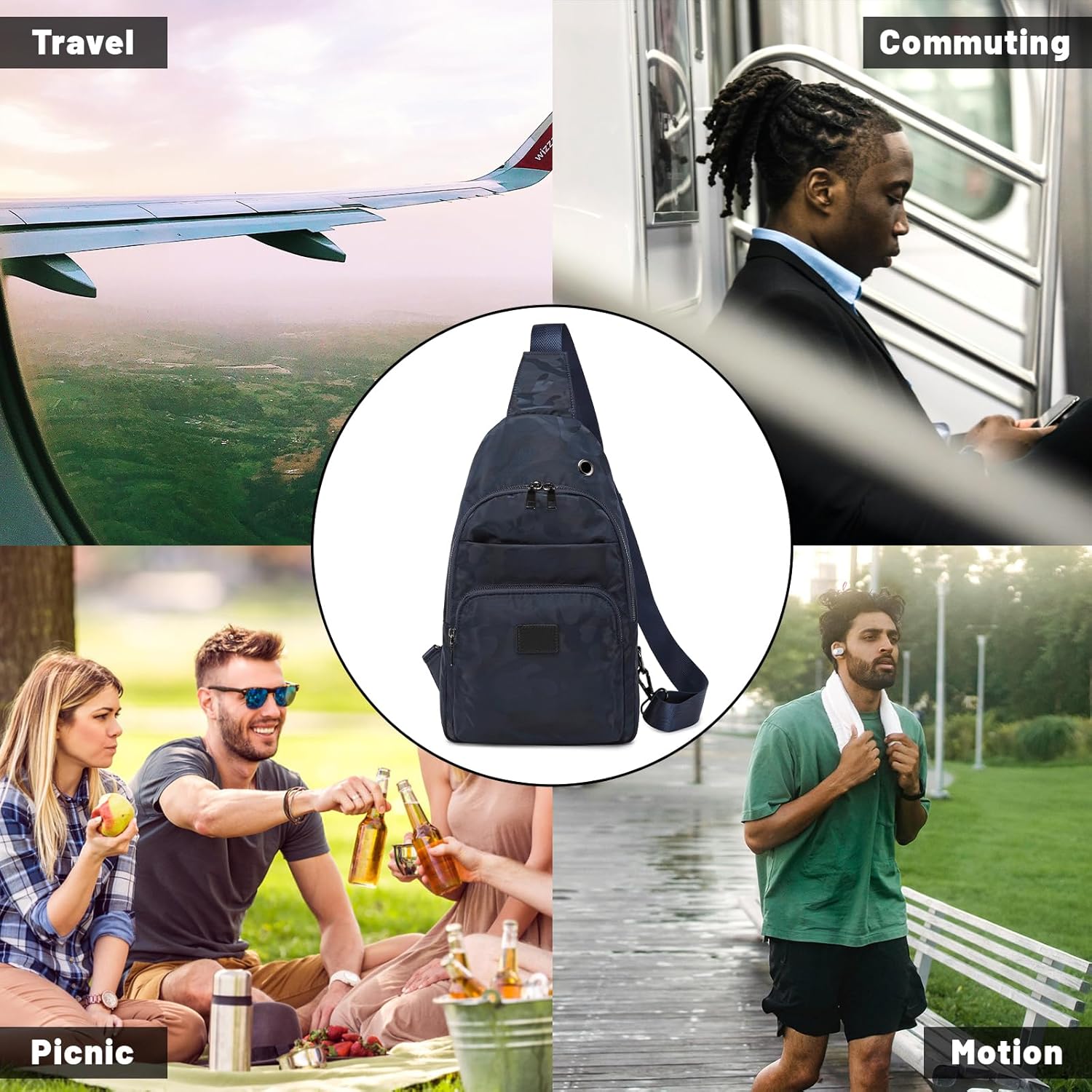 Mygreen Men‘s Crossbody Sling Bag Single-shoulder Bag Chest Bag Outdoors Travel Hiking Chest Bag Daypack for Men