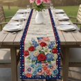 thumbnail image 4 of 4th of July Floral Table Runner 72 Inches, USA Star Vintage Roses American Star Patriotic Bed Runner Dresser Scarves Tabletop for Indoor Outdoor Parties/Ceremony/Banquet, 16" x 72", 4 of 9