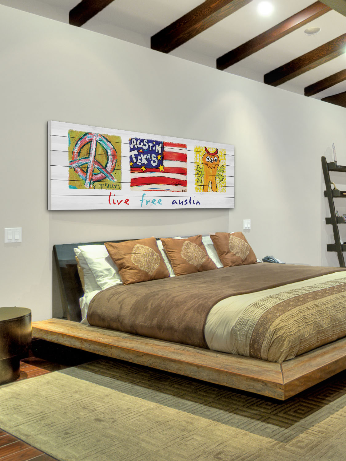 Marmont Hill "Live Free Austin" by Tori Campisi Painting Print on White Pine Wood