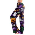 thumbnail image 2 of Black Women's Halloween Pajama Pants Stretch Lounge Pants Comfy Pjs Sleep Bottoms Soft Pajama Pants Cute Trousers Loose Palazzo XL, 2 of 5