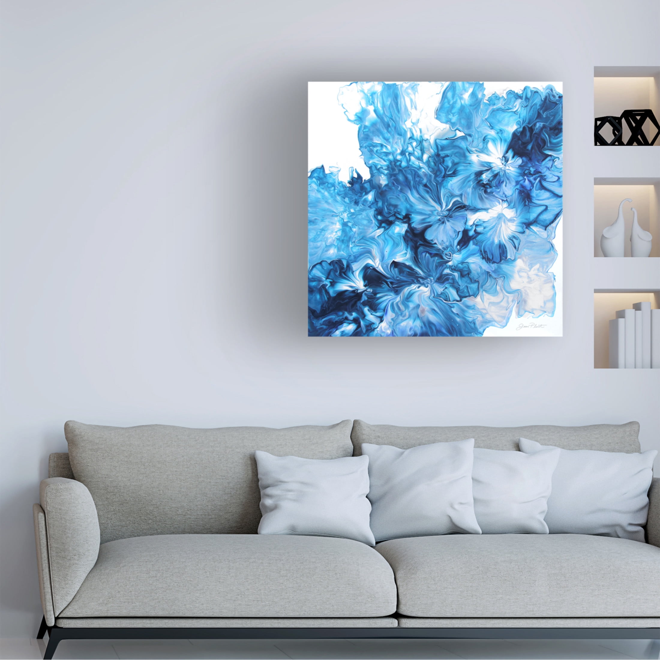 Canvas Wall Art - Jean Plout 'Abstract Pouring O' Wall Art for Living Room, Bedroom, or Office Décor by Trademark Fine Art - 18 x 18 Inches