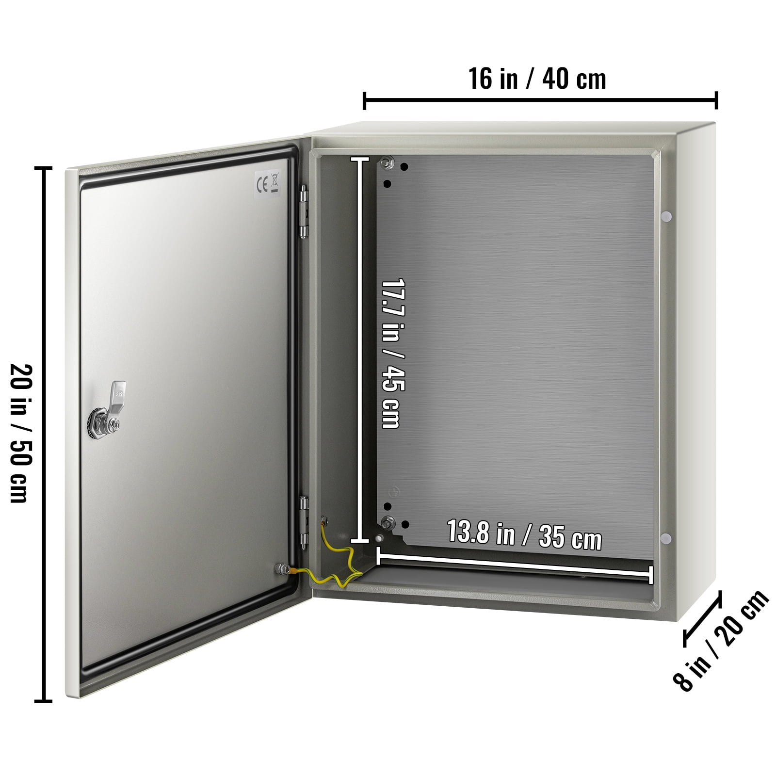 KFFKFF NEMA Metal Enclosure, 20x16x8'', IP66 Rated for Water & Dust Resistance, Ideal for Outdoor & Indoor Applications, Comes with a Mounting Plate